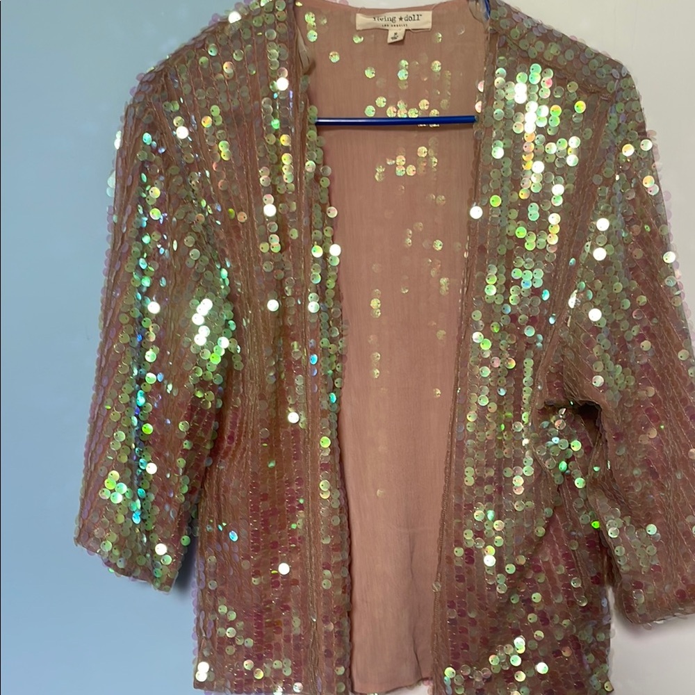 Sequin Embellished Jacket in Pink